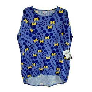 LuLaRoe Misses Small Disney Blue Minnie Mouse Short Sleeve Irma Tunic (New)